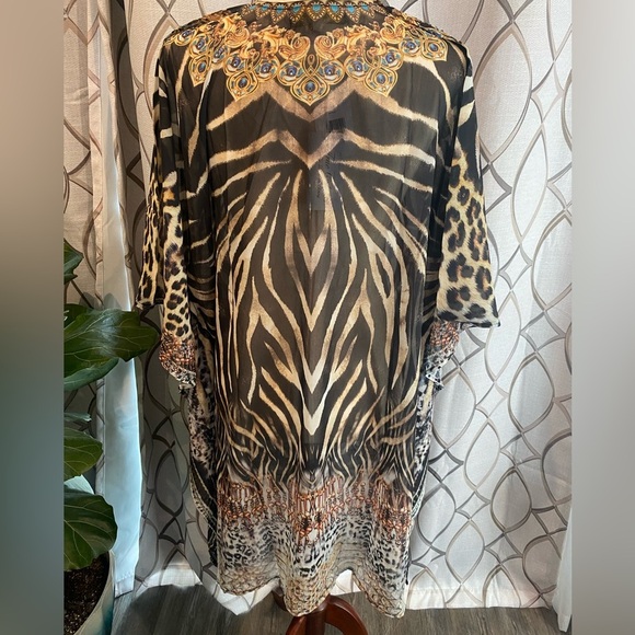NWT True Colours by La Moda Animal Print Caftan Dress One Size - Picture 9 of 12